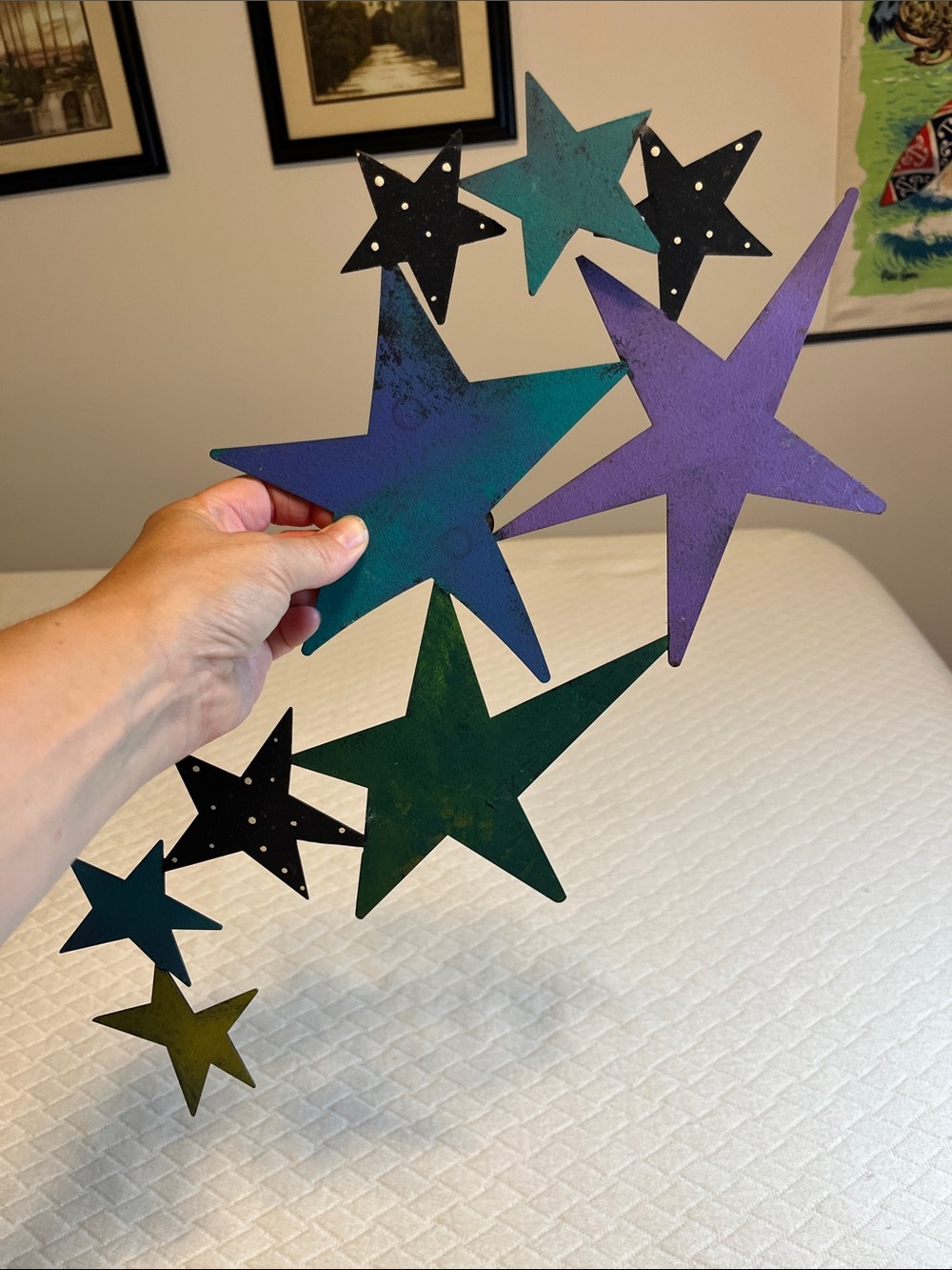 Multi-Color Star Wall Art , painted metal